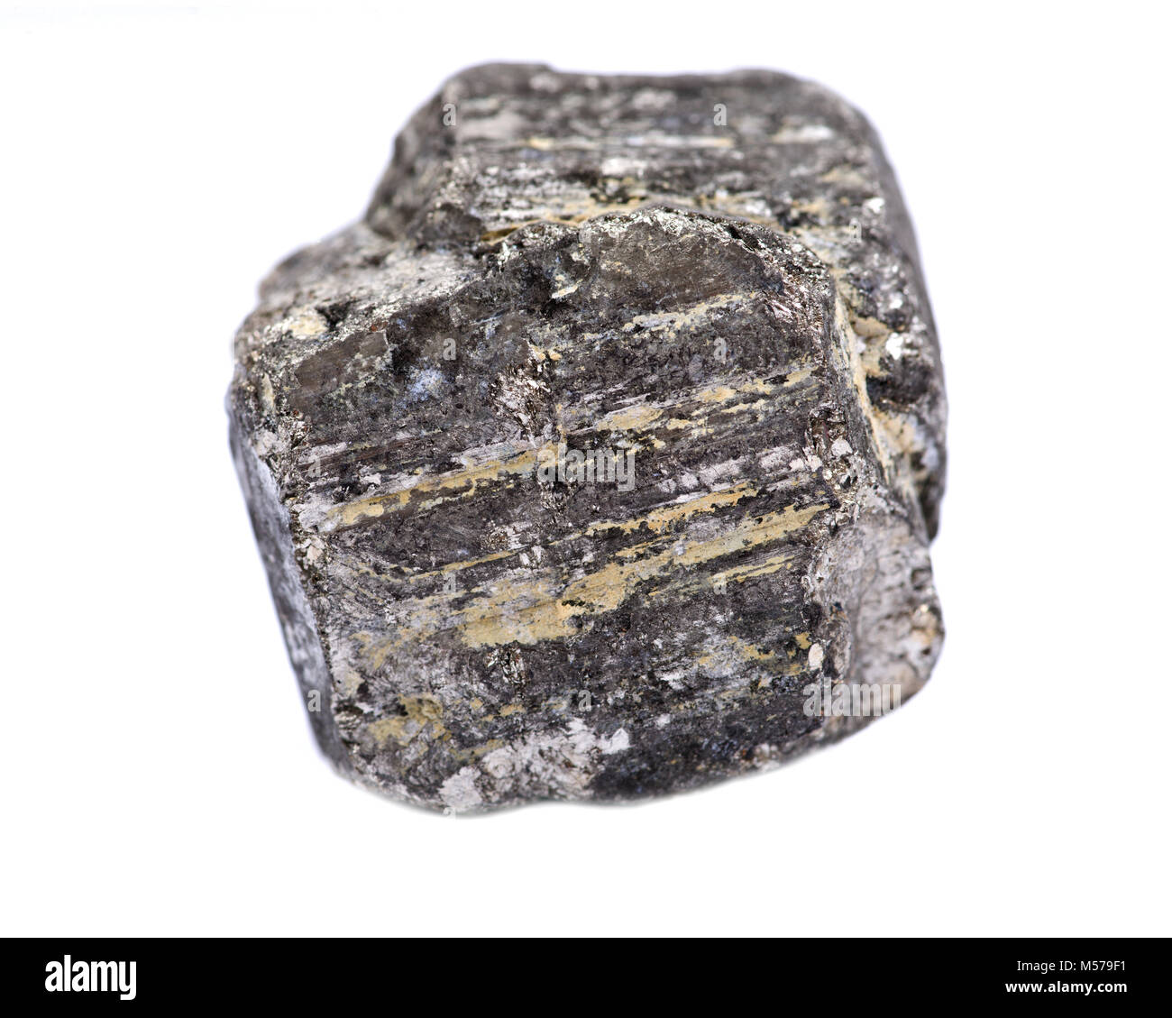 Natürliche pyrit Würfel aus Peru, auf weißem Hintergrund Stockfoto