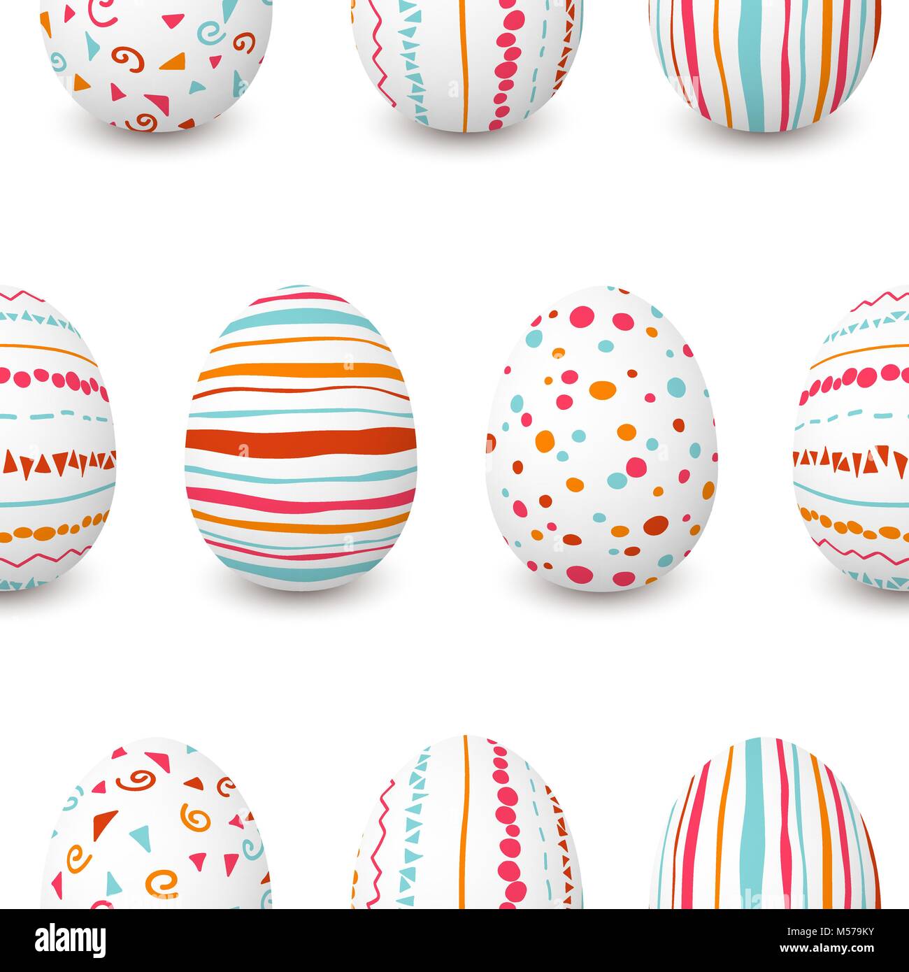 Der weiße Ostern Eier nahtlose Muster. Einfache, Rosa, Orange, Rot, blauen Streifen, Muster Punkte, Konfetti, Wellen, blüht. Kann für für w verwendet werden Stock Vektor Der weiße Ostern Eier nahtlose Muster. Einfache, Rosa, Orange, Rot, blauen Streifen, Muster Punkte, Konfetti, Wellen, blüht. Kann für für w verwendet werden Stock Vektor