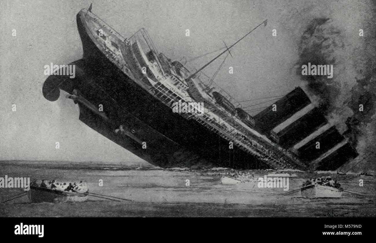 Die Versenkung der Lusitania, 1915 Stockfoto