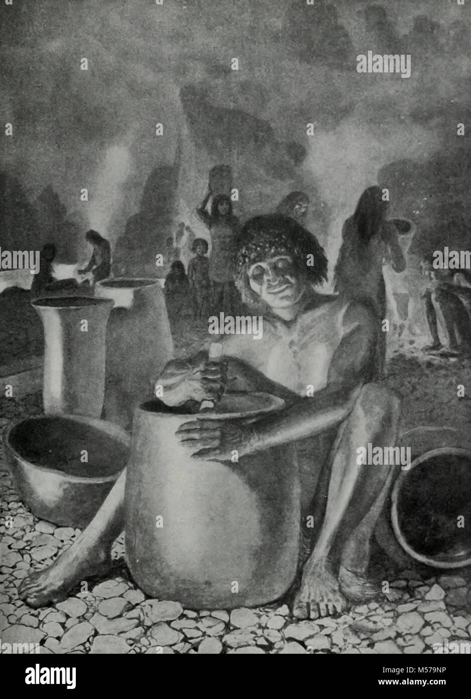 Frühen Ägypter Töpfern vor 10.000 Jahren Stockfoto