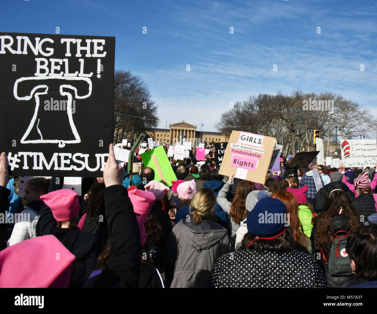 Der Philadelphia Frauen März auf dem Parkway in Philadelphia mit: Atmosphäre, wo: Philadelphia, Pennsylvania, United States Wenn: 20 Jan 2018 Credit: Hugh Dillon/WENN.com Stockfoto