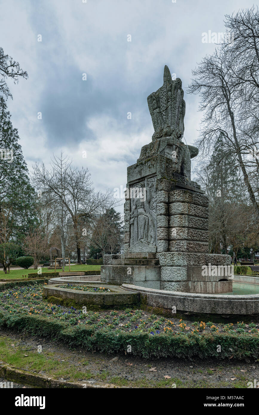 Denkmal für Bürgermeister Angel Lopez Perez im Park Rosalia de Castro in der Stadt Lugo, Region Galizien, Spanien Stockfoto