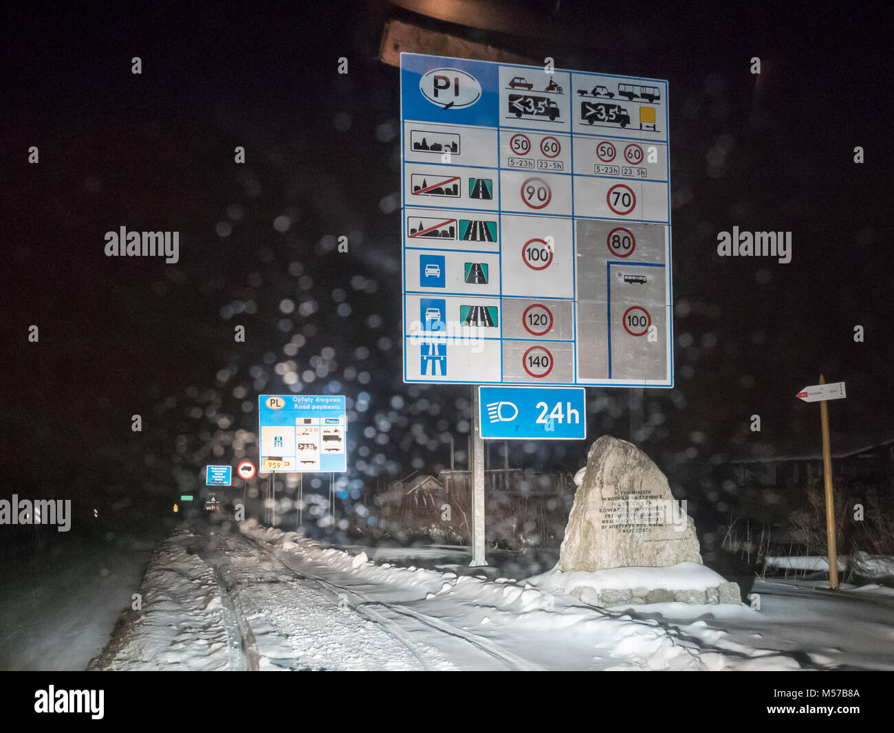 Polnisch-slowakische Grenze bei Sucha Hora - Chochołow, Slovakia-Poland Stockfoto