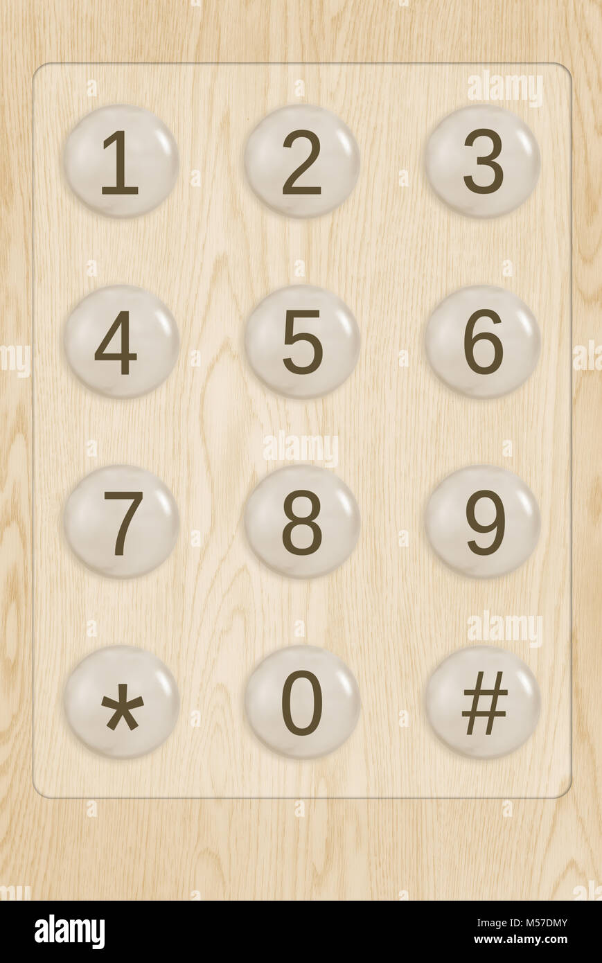 Telefon tastatur auf hellem Holz Textur Stockfoto