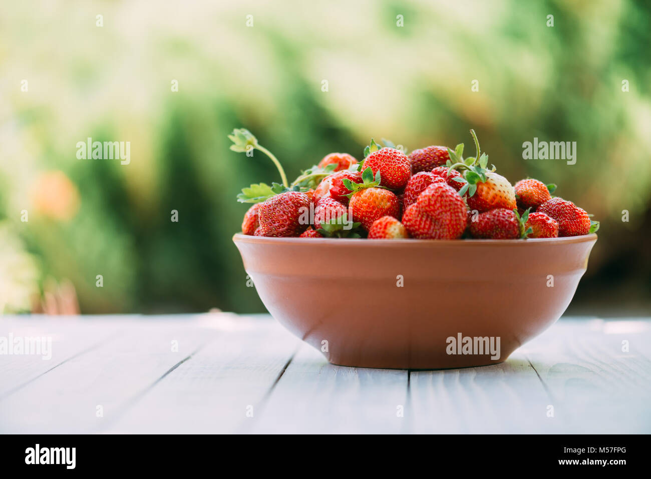 Erdbeere in der Platte closeup Stockfoto