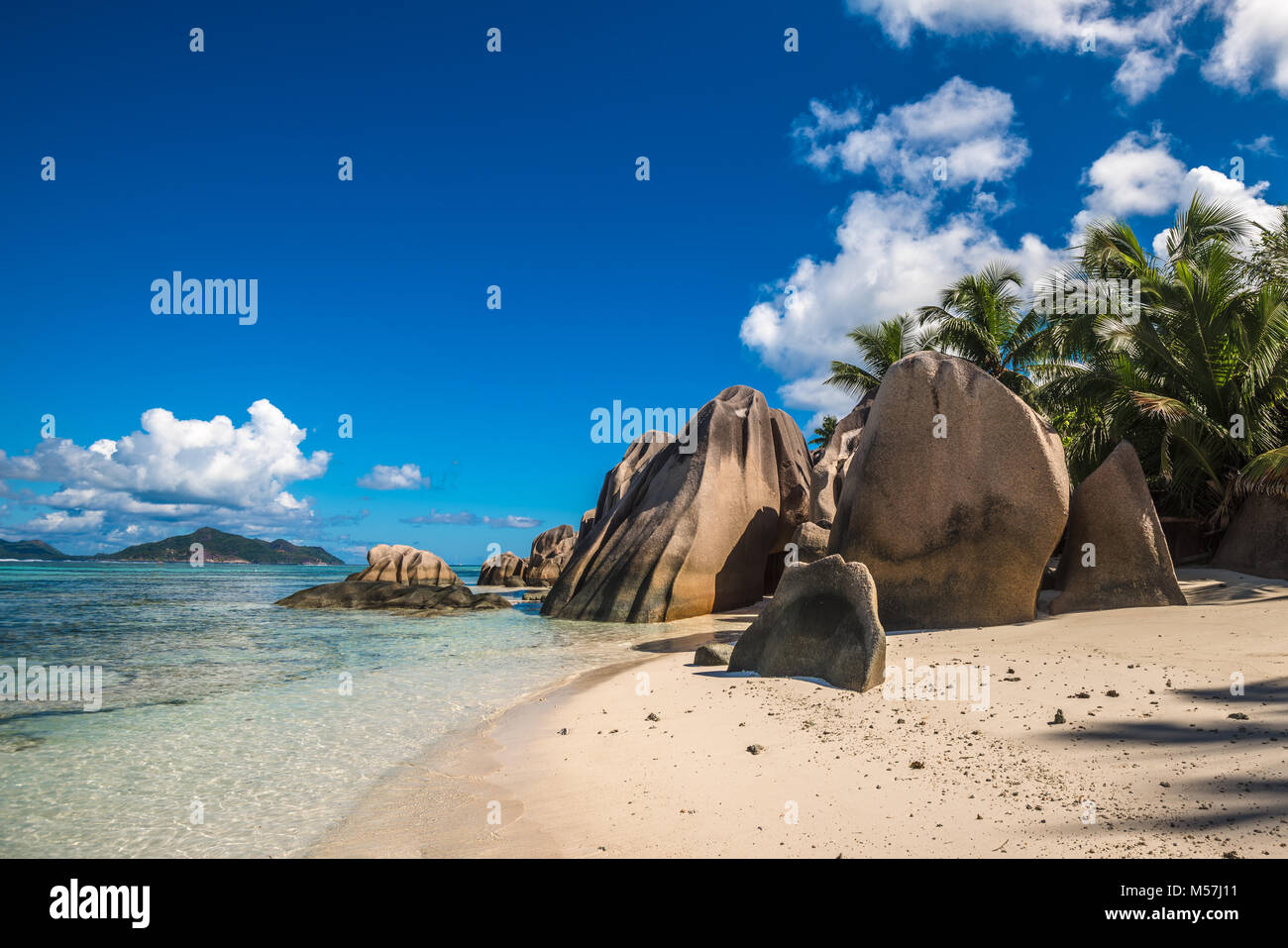 Tropical Island Beach, Source d'Argent, La Digue, Seychellen Stockfoto Tropical Island Beach, Source d'Argent, La Digue, Seychellen Stockfoto
