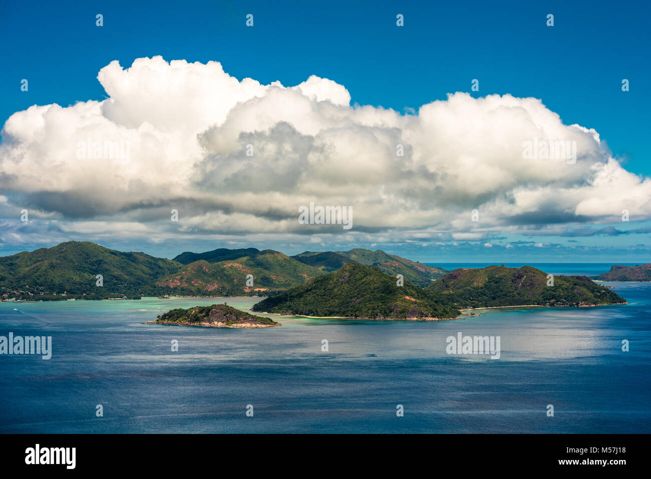 Luftaufnahme der Insel Praslin, Seychellen Stockfoto Luftaufnahme der Insel Praslin, Seychellen Stockfoto