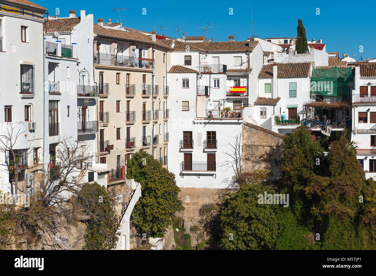 Häuser auf Felsen in Ronda, Andalusien, Spanien Stockfoto