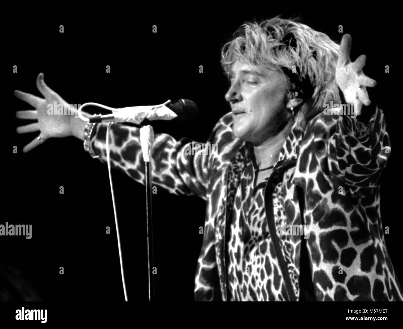 Rod Stewart Durchführung am großen Holz in Mansfield Ma USA Stockfoto