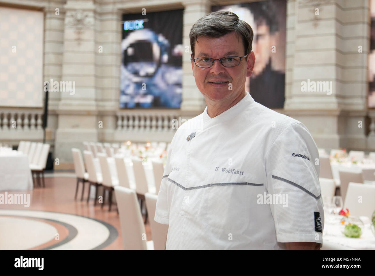 Harald Wohlfahrt, Deutschen 3 Sterne Koch, auf einer Veranstaltung in Berlin. Stockfoto