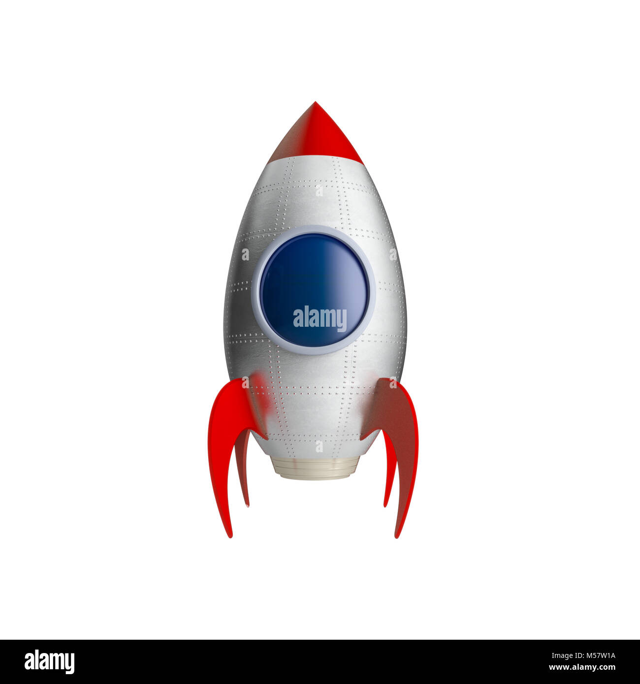 Klassisches Spielzeug Raumschiff auf weißem Hintergrund 3 isolierte d rendering Image Stockfoto