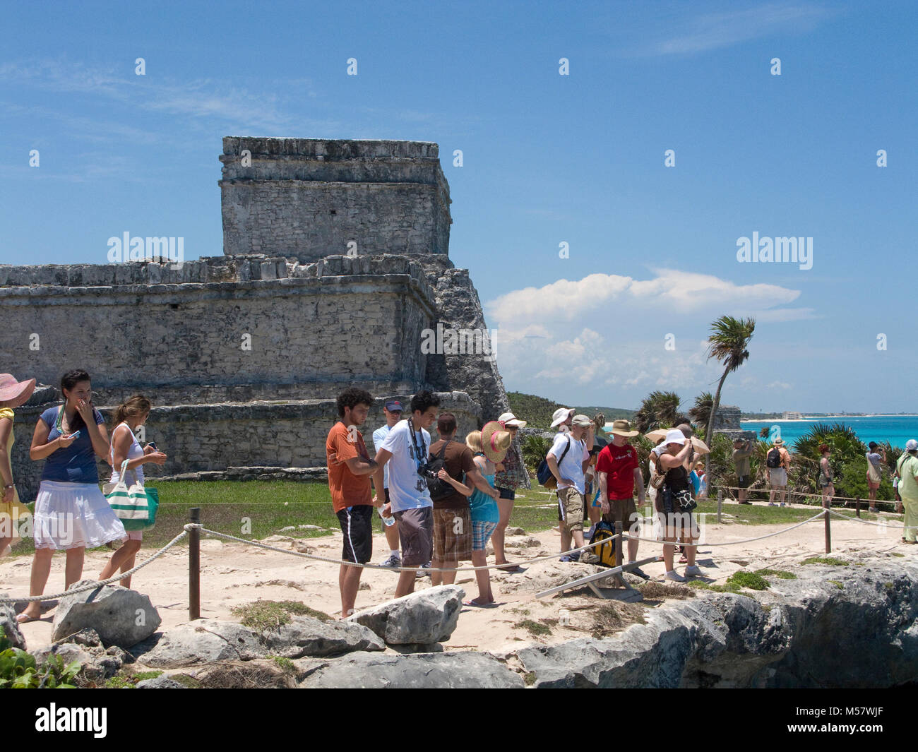 Maya Ruinen in Cliffside, archäologische Zone in Tulum, Riviera Maya, Quintana Roo, Mexiko, der Karibik Stockfoto