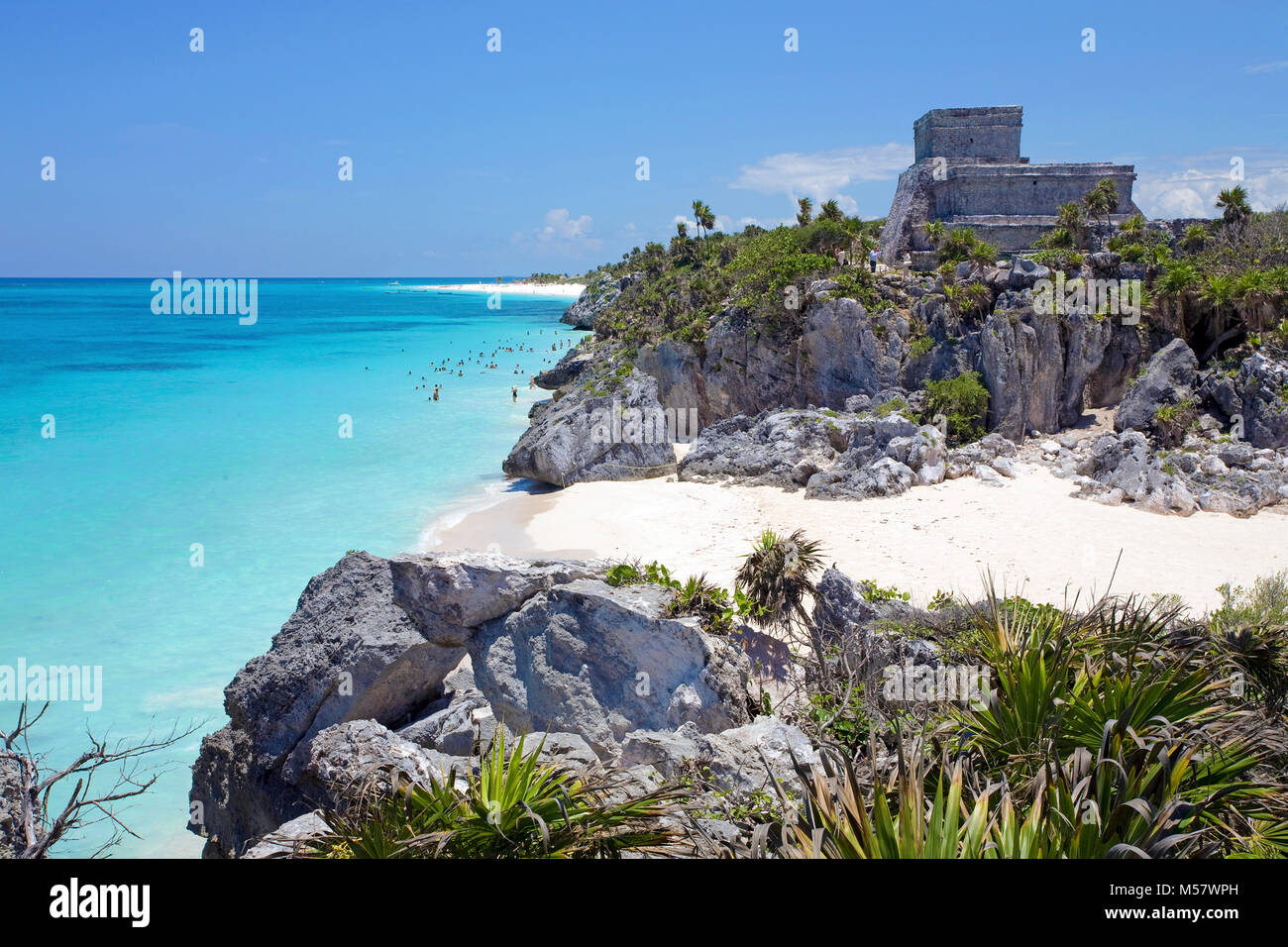 Maya Ruinen, archäologische Zone in Tulum, Riviera Maya, Quintana Roo, Mexiko, der Karibik Stockfoto