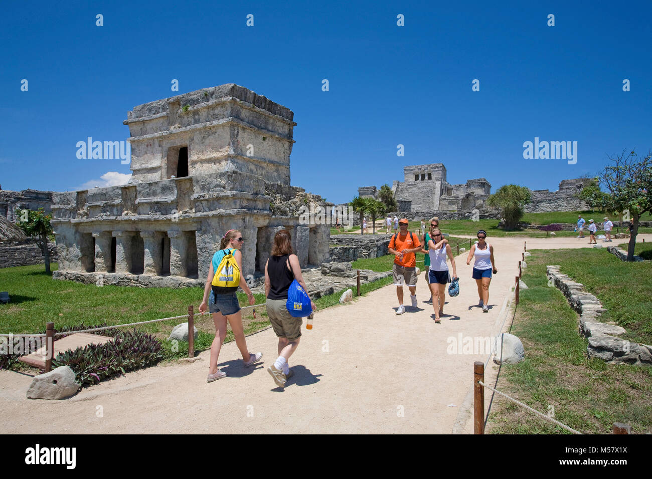 Maya Ruinen in Tulum, Archäologische Zone, Tulum, Akumal, Yucatan, Quintana Roo, Mexiko, der Karibik Stockfoto