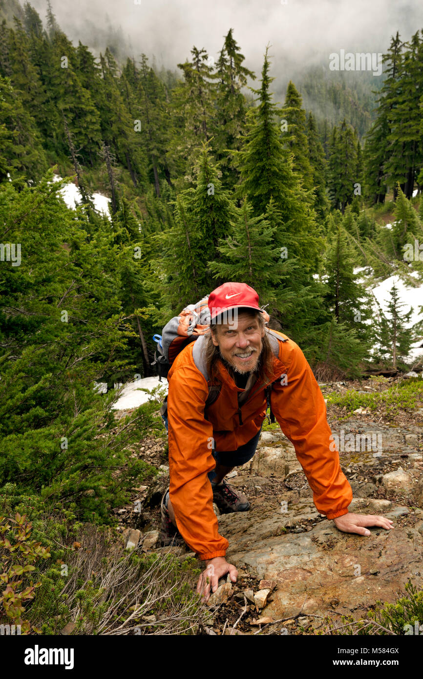 WA 13504-00 ... WASHINGTON - Wanderer auf der Jagt Route auf den Berg Vergessen im Mount Baker - Snoqualmie National Forest. Stockfoto