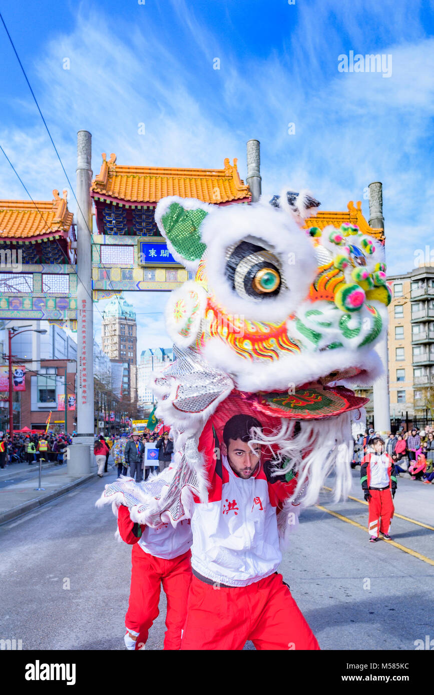 Chinesische Mondjahr Parade, Chinatown, Vancouver, British Columbia, Kanada. Stockfoto