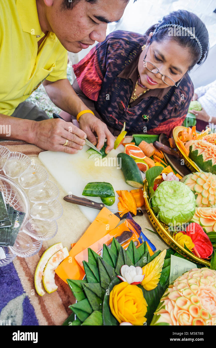 Miami Florida, Homestead, Redlands, Fruit & Spice Park, Asian Culture Festival, Festivals fair, Thai, Thailand, geschnitztes Obst, Gemüse, Gemüse, Essen, Unterricht, Stockfoto