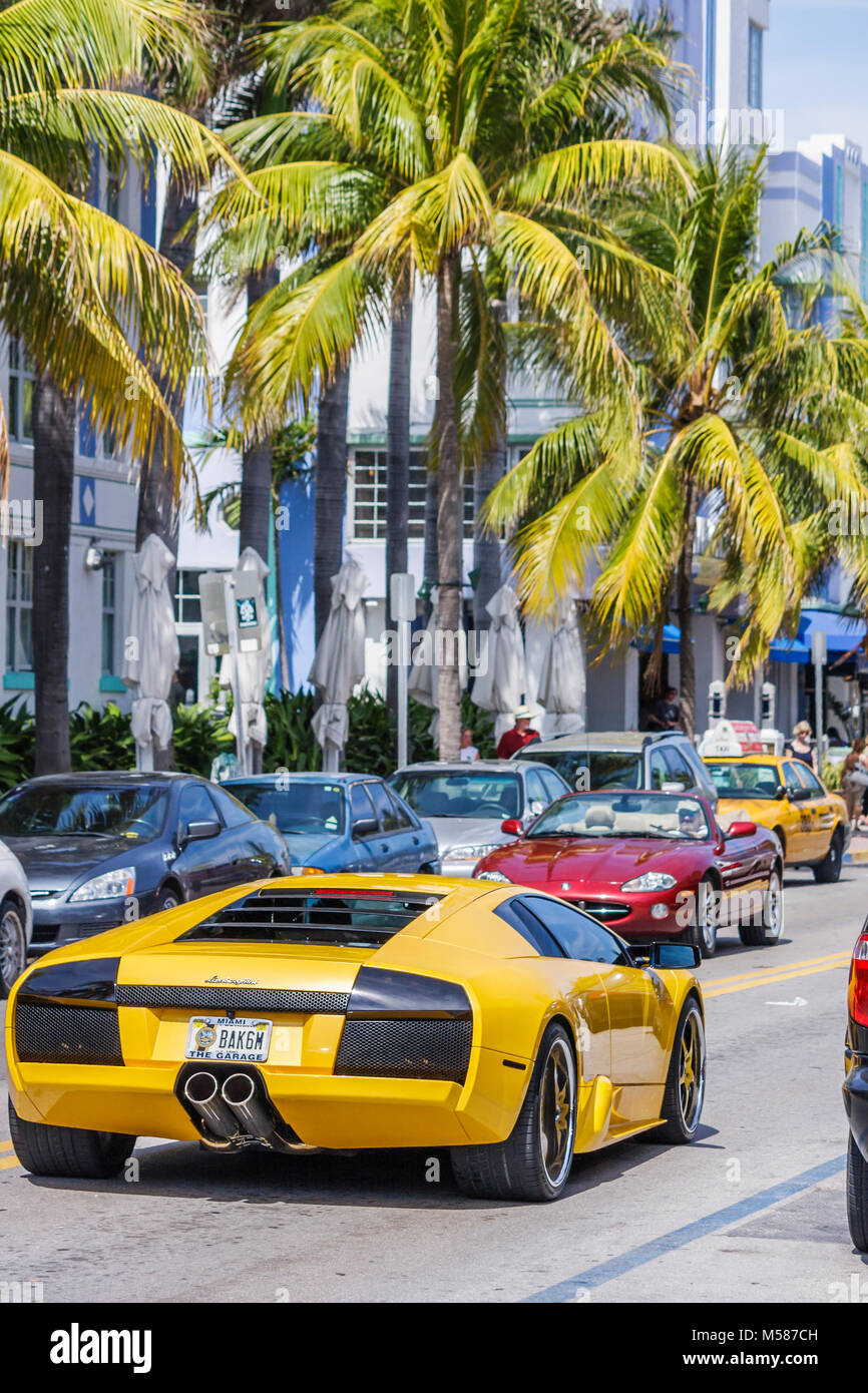 Miami Beach Florida, Ocean Drive, Lamborghini, Sportwagen, Italienisch, Verkehr, FL080302104 Stockfoto