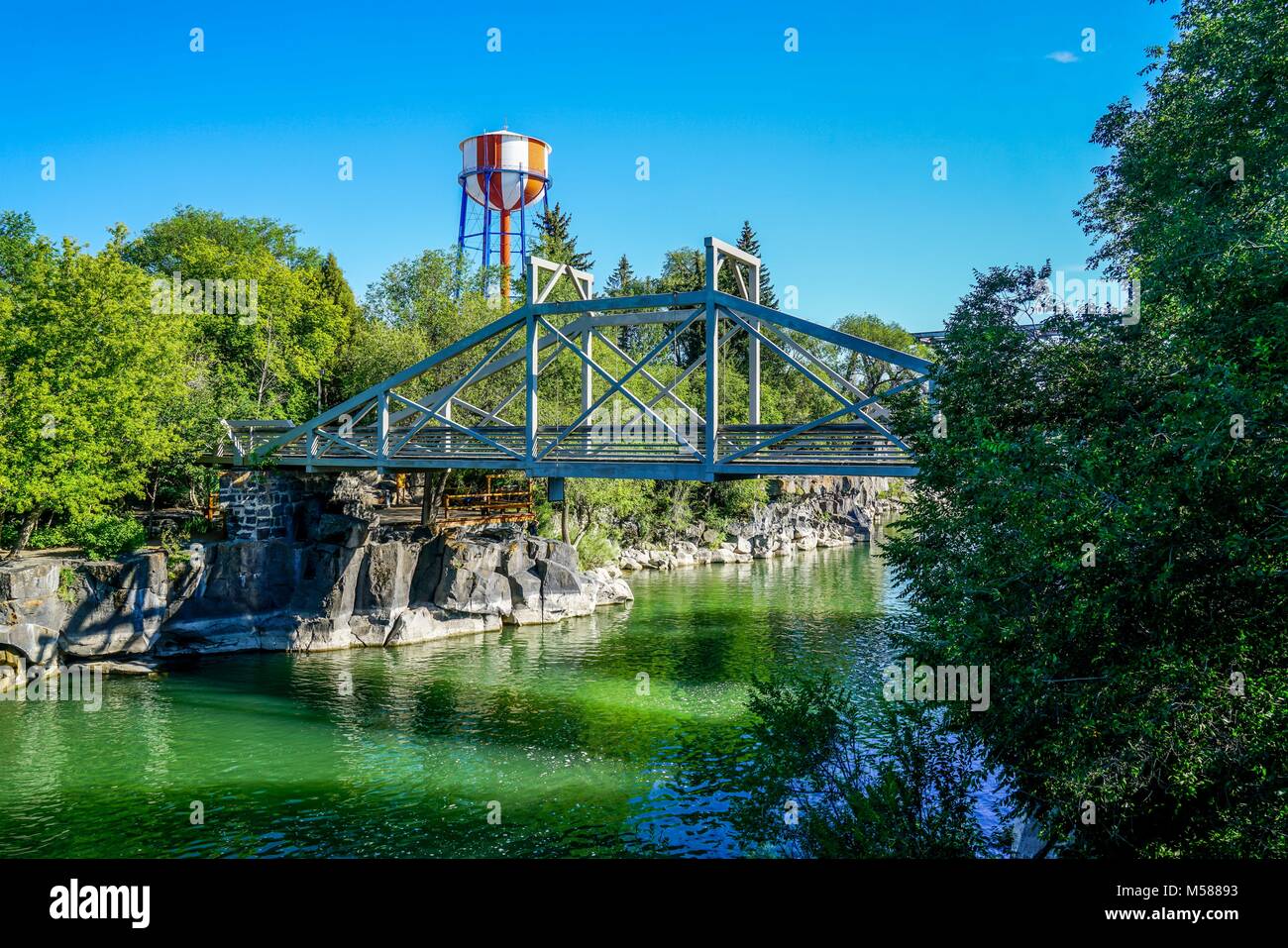 Die schöne Snake River in Idaho Falls, Idaho. Stockfoto