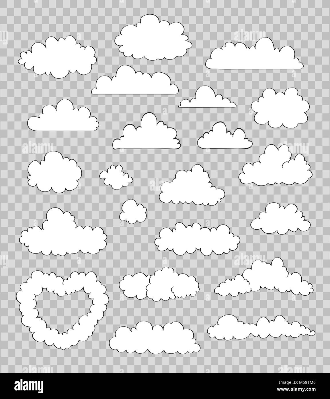 Einstellen der Wolken auf transparentem Hintergrund. Vektor Stock Vektor