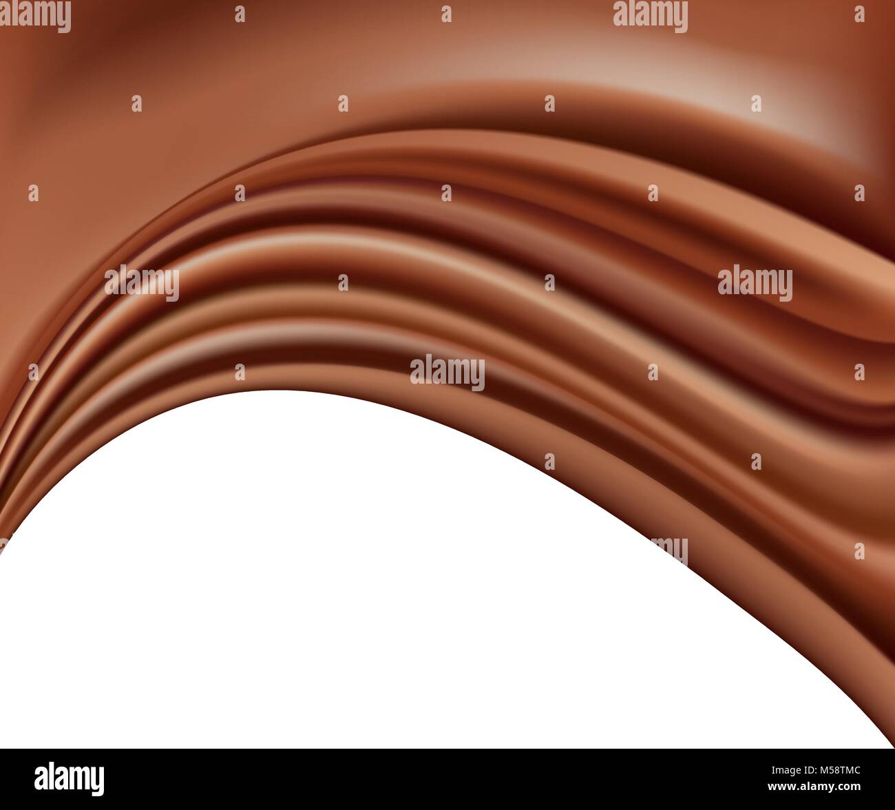 Schokolade Hintergrund mit weichen cremigen Wellen schmelzen auf Weiß. ve Stock Vektor