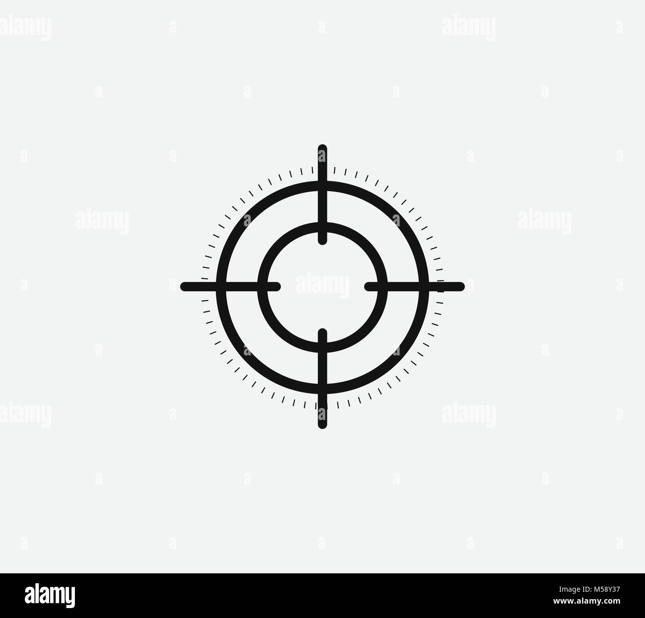 Ziel vector linear stilisierte Symbol, Ziel, abstrakte Zeichen, Symbol, gun Business Logo Vorlage, Vector Illustration auf weißem Hintergrund. Stock Vektor
