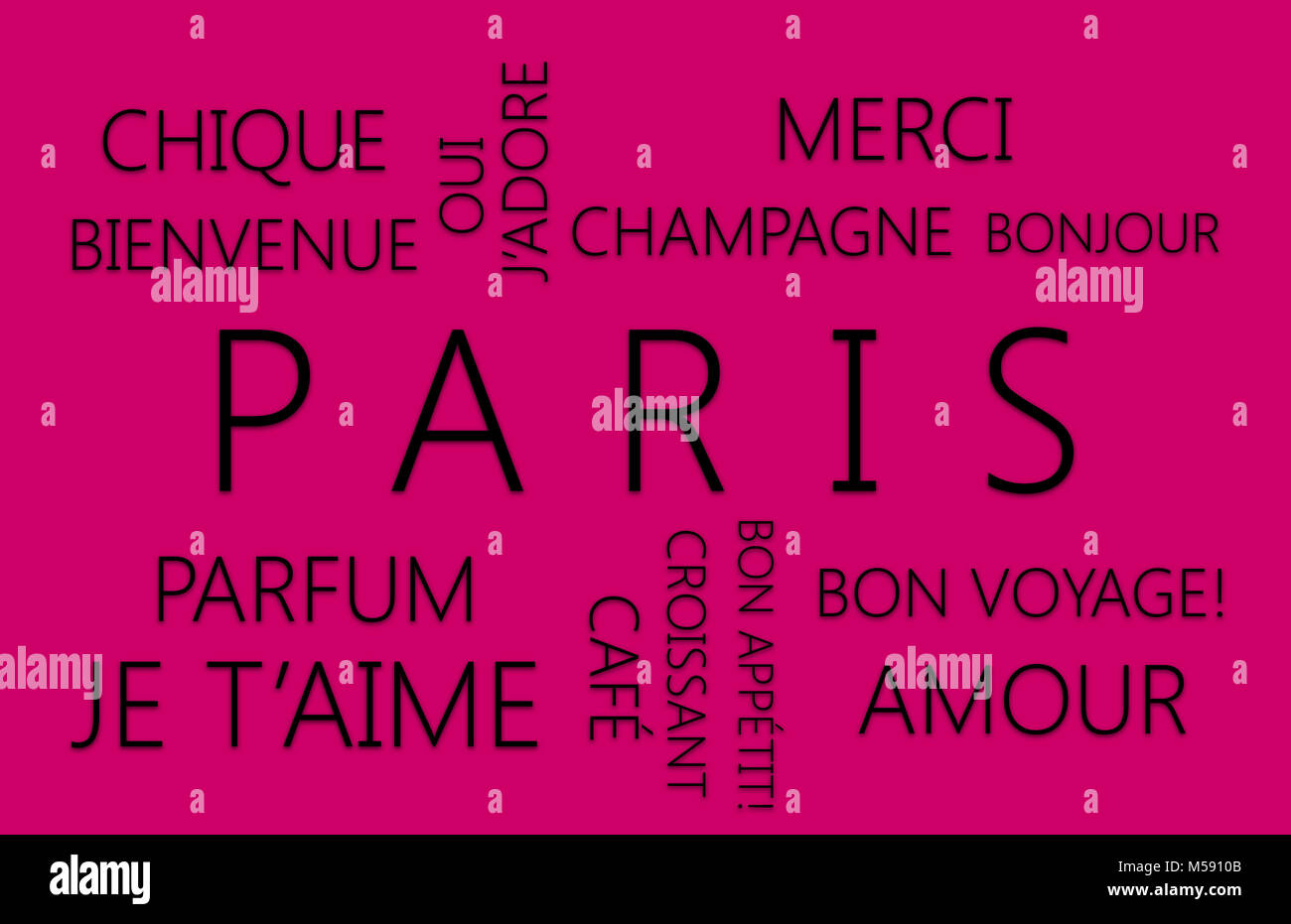 PARIS. Wort Wolke Konzept auf Magenta Hintergrund Stockfoto