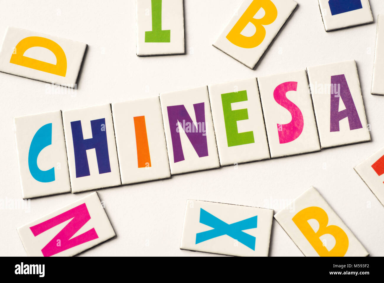 Wort chinesa aus bunte Buchstaben auf weißem Hintergrund Stockfoto