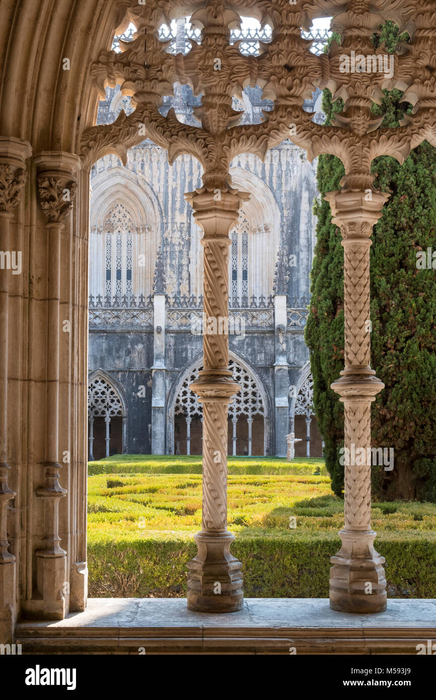 Das Kloster von Batalha spätgotischen Architektur in Portugal, vermischt mit der manuelinischen Stil), Batalha, Leiria, Portugal Stockfoto