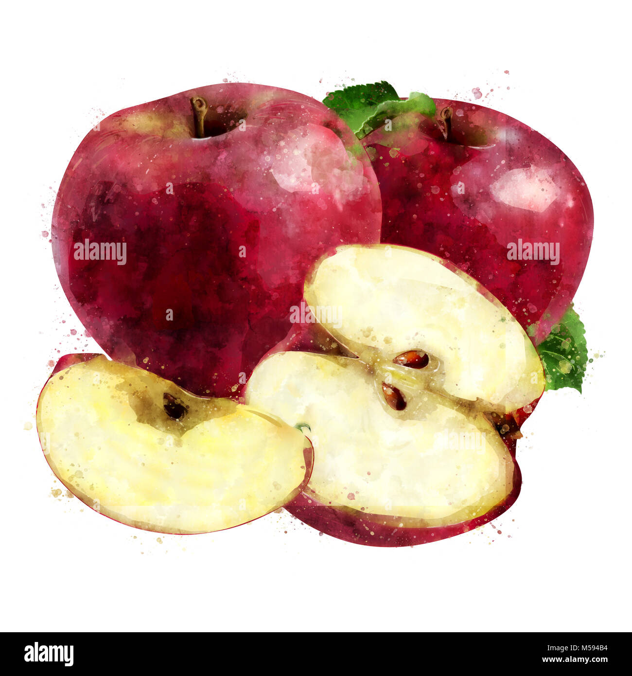 Apfel Aquarell Stockfotos und -bilder Kaufen - Alamy
