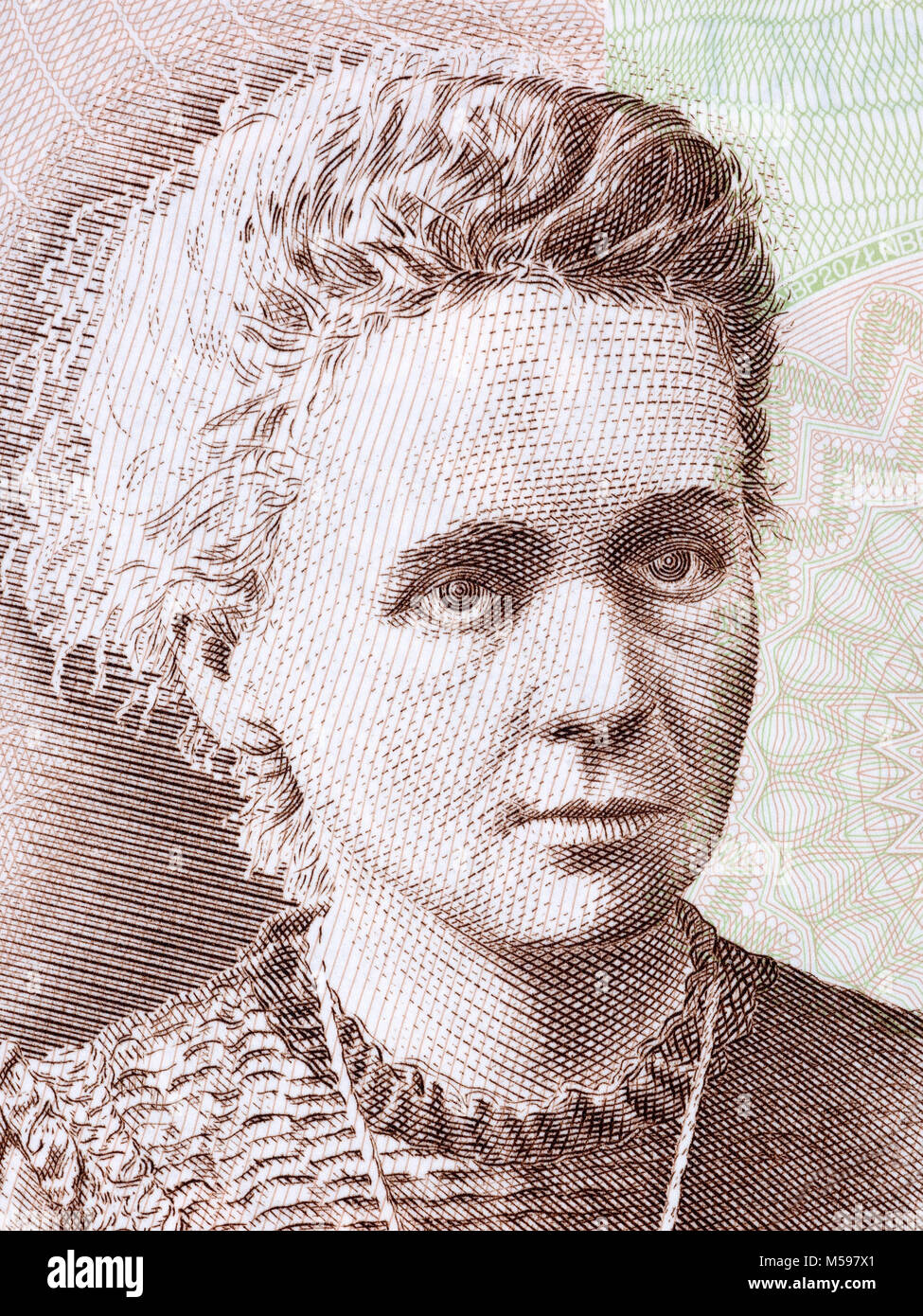 Marie Sklodowska Curie Portrait von polnischen Geld Stockfoto