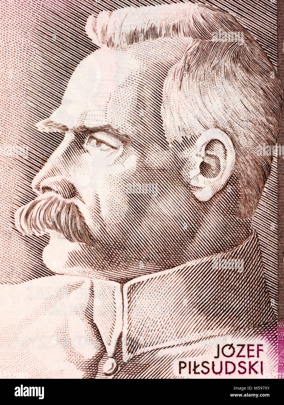 Jozef Pilsudski Portrait von polnischen Geld Stockfoto