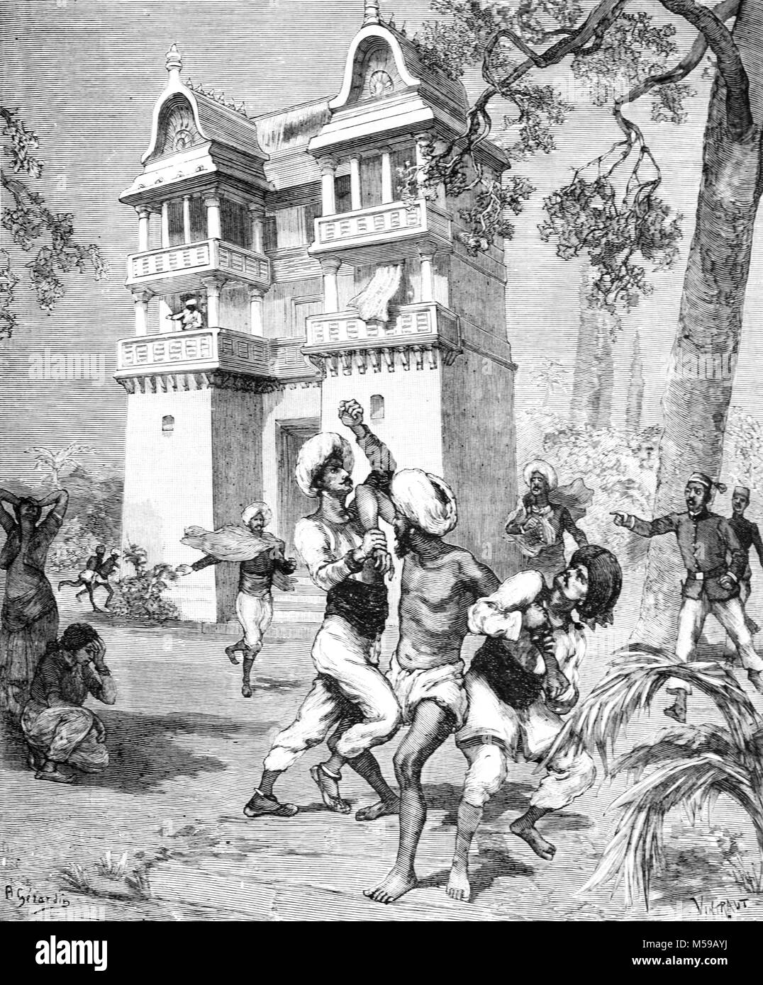 Hindu Haus aus Indien wie dargestellt an der Ausstellung Saal Universalle von Paris oder die Weltausstellung in Paris 1889 (Gravur, 1889) Stockfoto