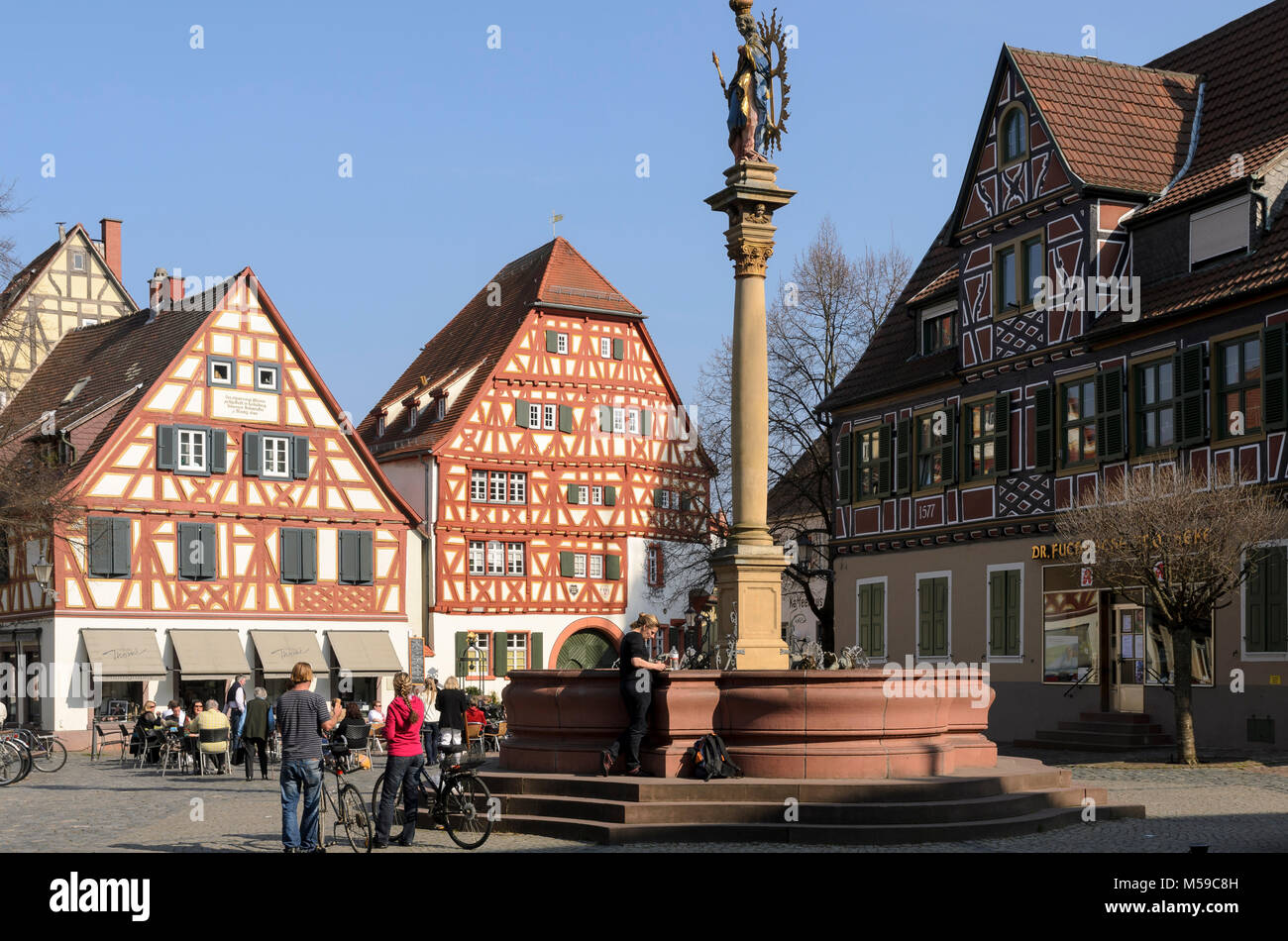 Marktplatz, Ladenburg, Baden-Württemberg, Deutschland Stockfoto