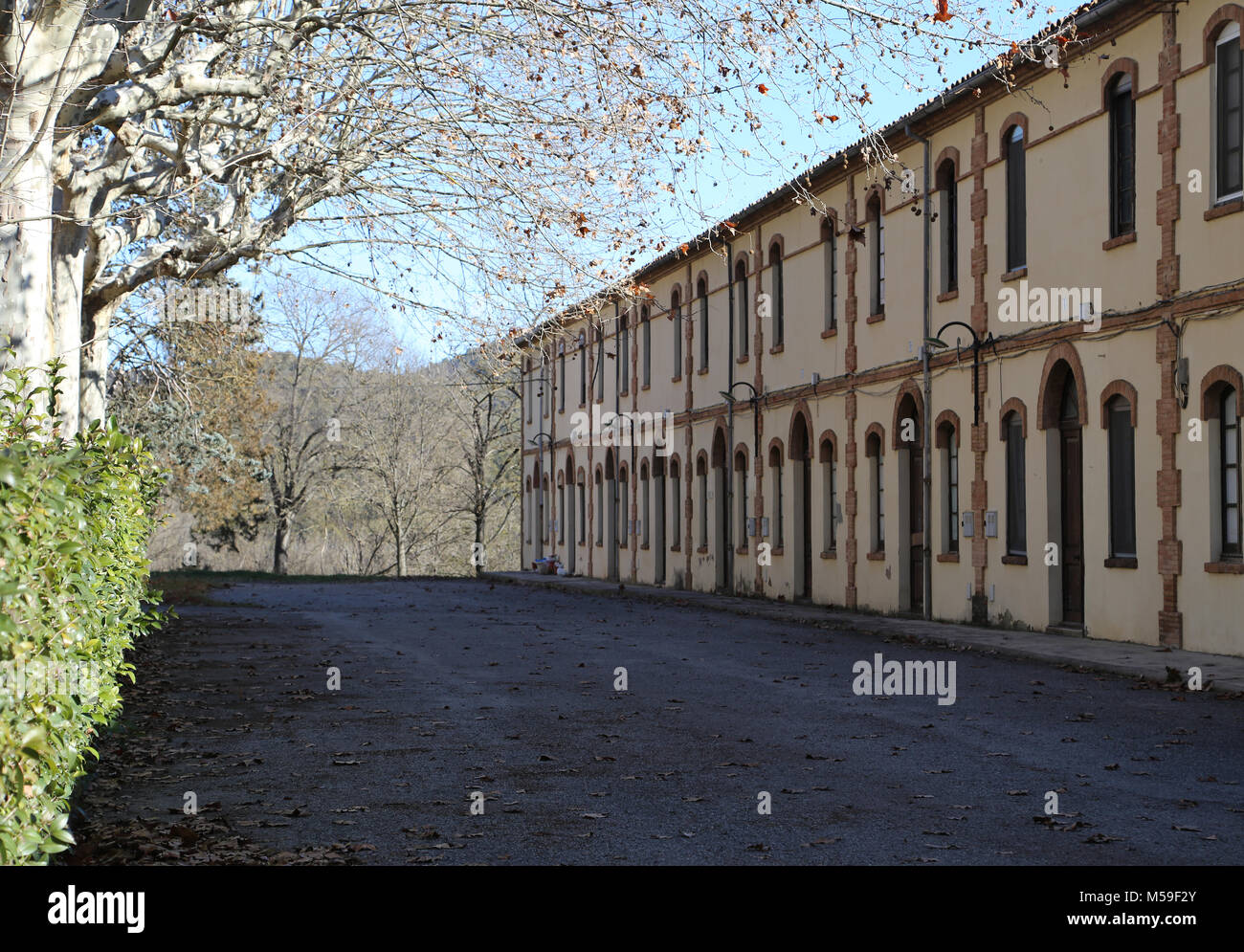 Spanien, Katalonien, Puig-Reig. Kann Vidal. Textilwaren industrielle Kolonie. 1901-1980. Gehäuse der Arbeiter. Stockfoto