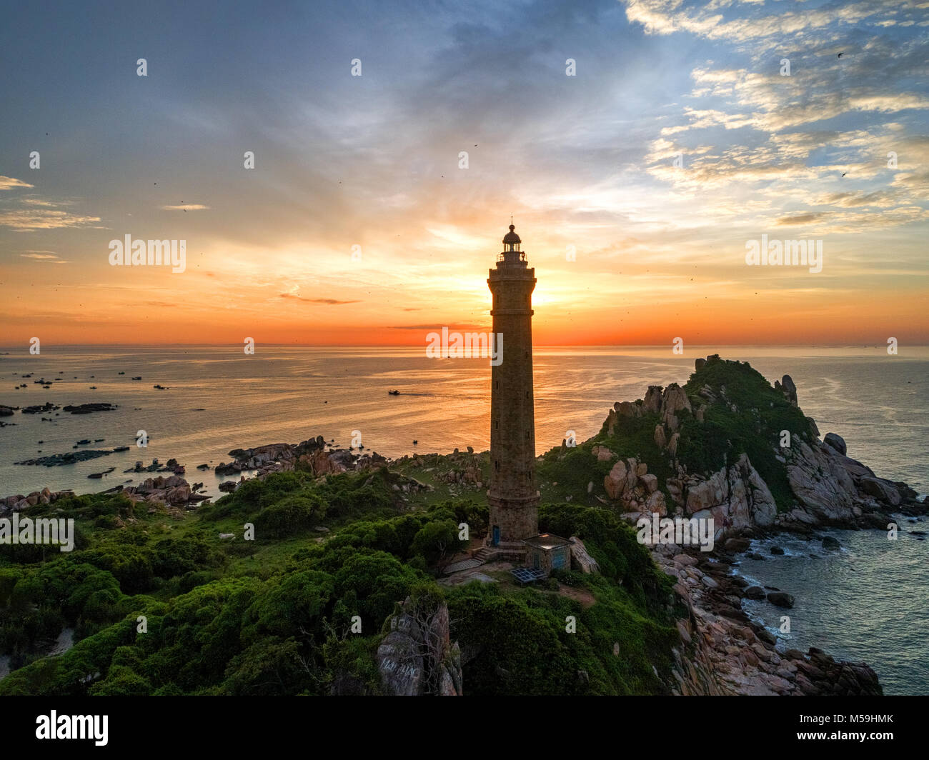 Royalty Free Stock Bild in hoher Qualität Luftaufnahme von Ke Ga Leuchtturm in Mui Ne, Phan Thiet, Vietnam. Stockfoto