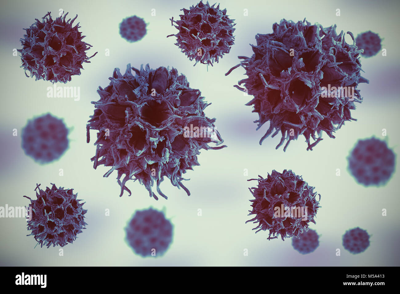 Viren und Krankheitserreger Replikation und virale Infektion in einer Epidemie. Nanobiology Hintergrund. Stockfoto
