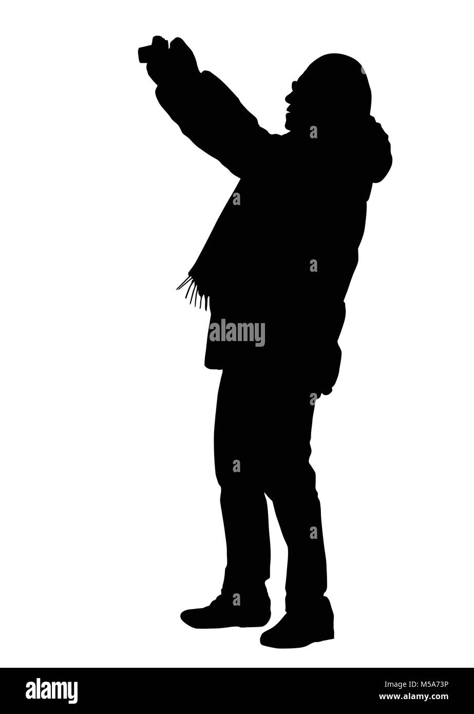 Mann silhouette Fotos Entscheidungsfindung während Urlaub oder Reisen auf weißem Hintergrund, Vector Illustration Stock Vektor