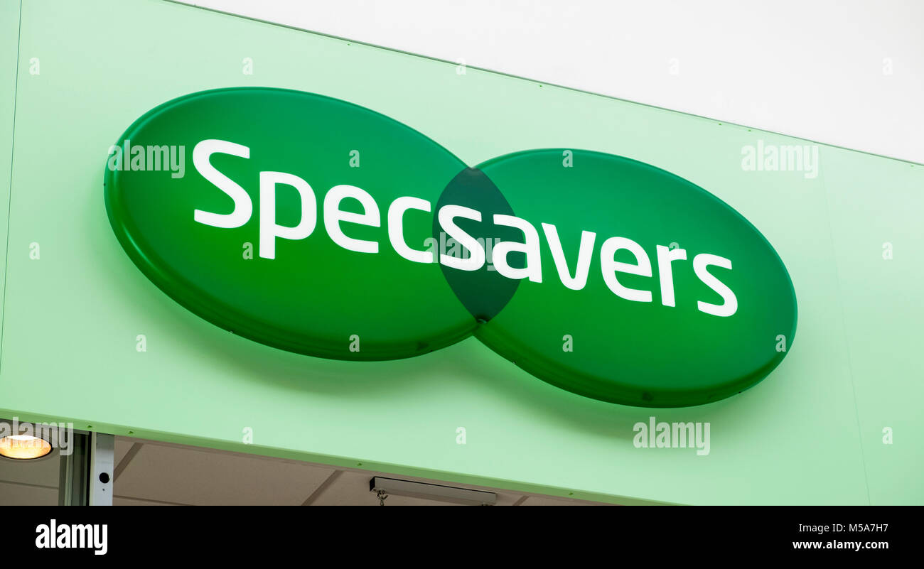 Specsavers Zeichen logo, Großbritannien Stockfoto