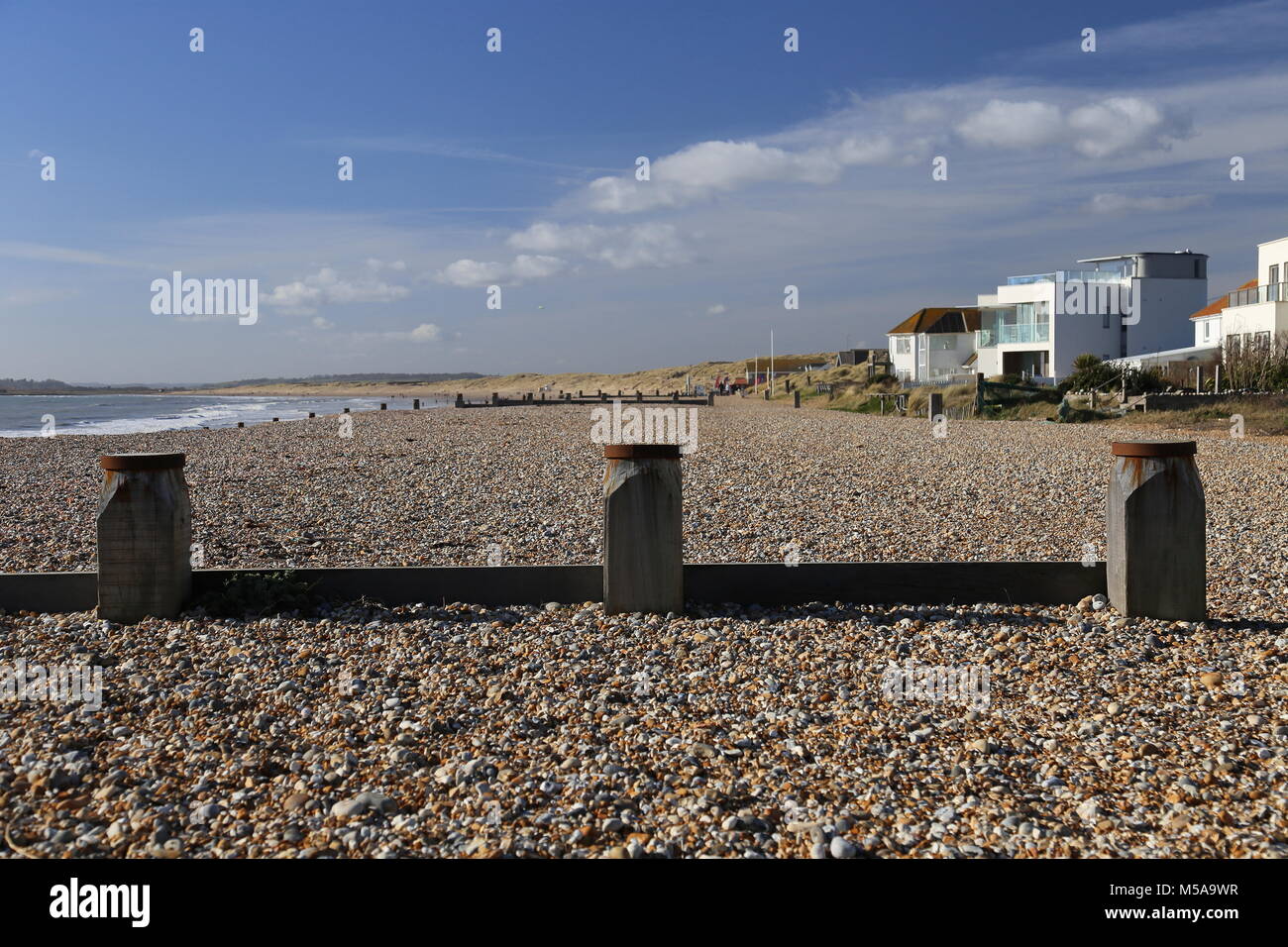 Beachside Eigenschaften, Camber Sands, Rye, East Sussex, England, Großbritannien, USA, UK, Europa Stockfoto