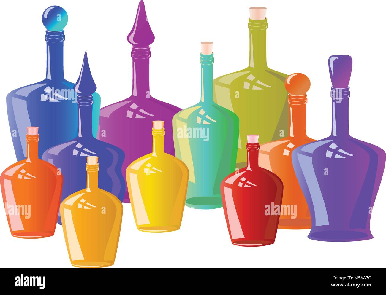 Dekorative Flaschen verschiedener Größen Stock Vektor