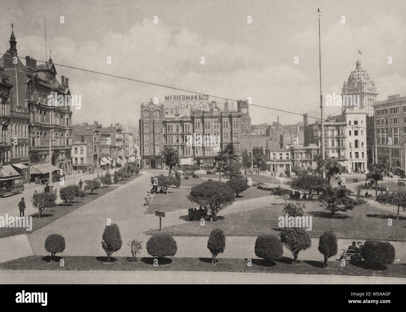 UNION SQUARE - San Francisco im Jahr 1900 - Vintage Fotografie Stockfoto