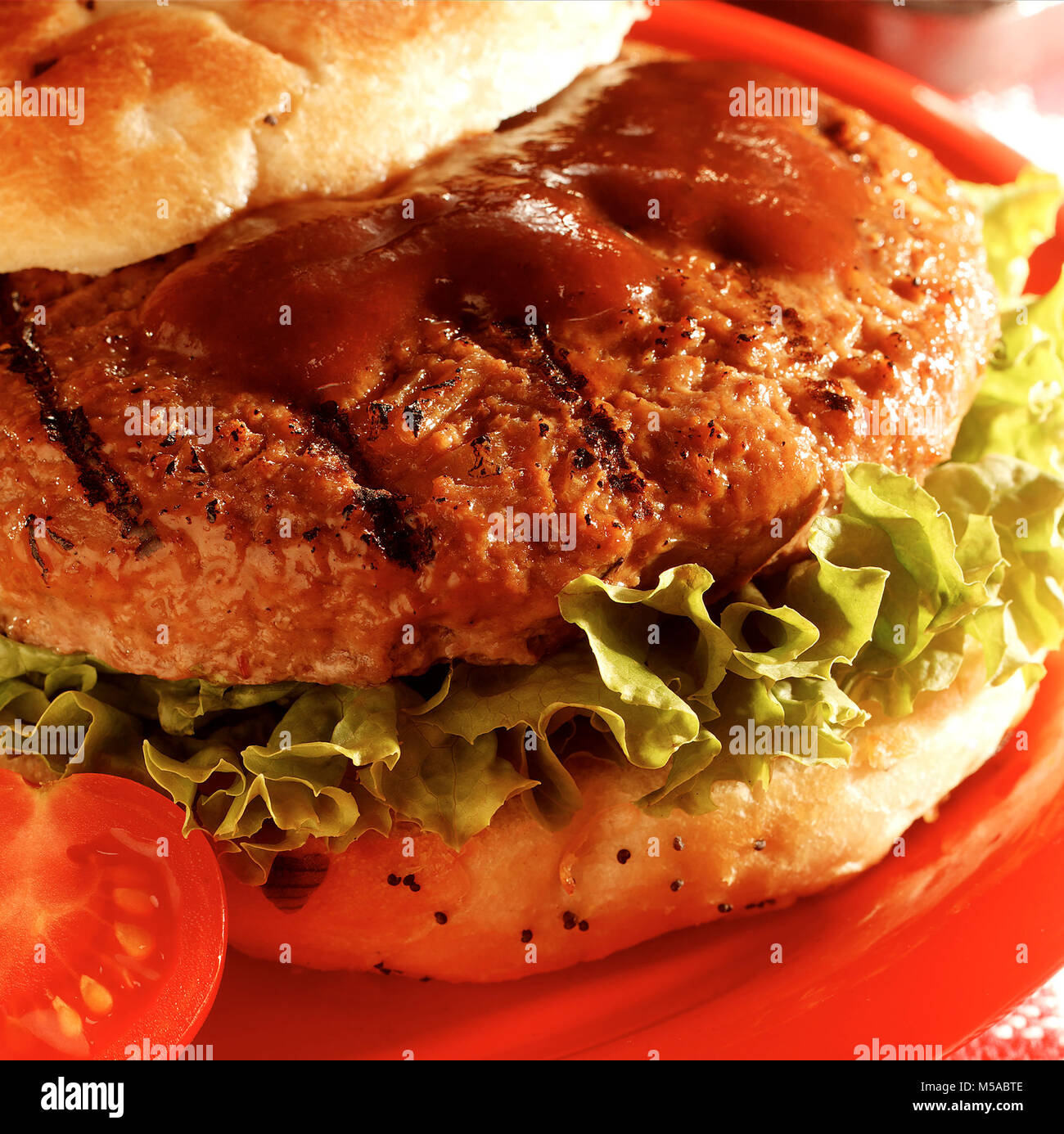 Großen saftigen Hamburger Stockfoto