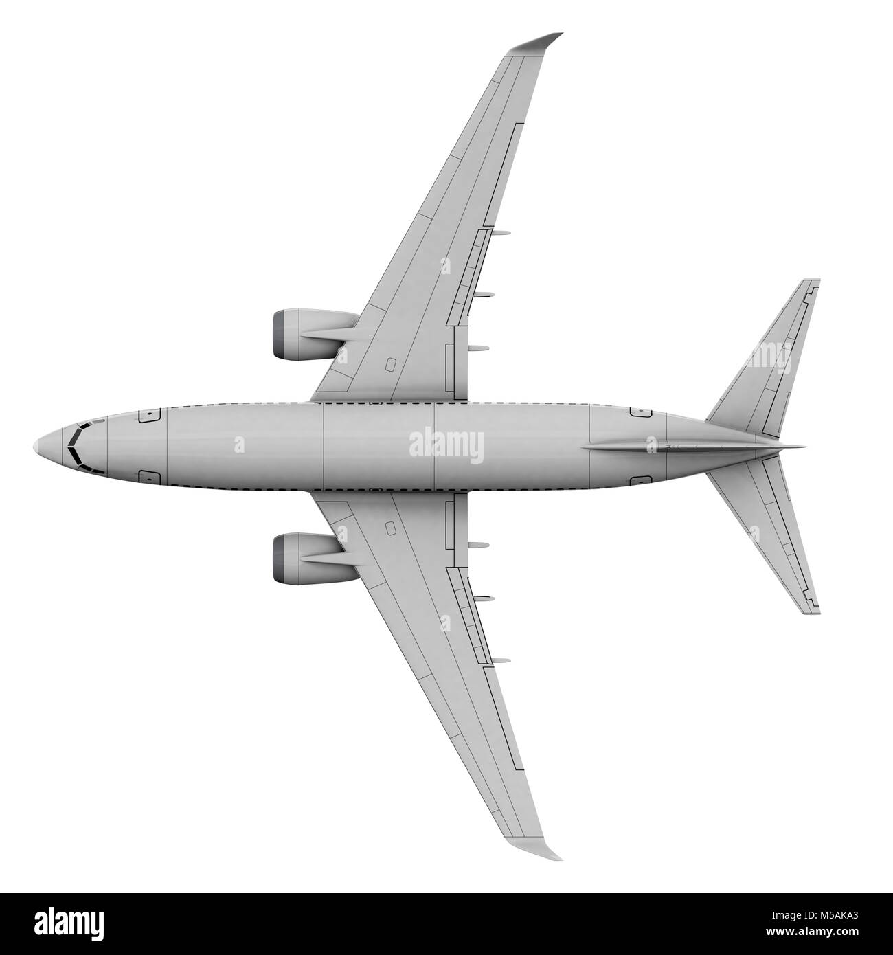 Kommerzielle Flugzeug. 3D-Render. Ansicht von oben Stockfoto