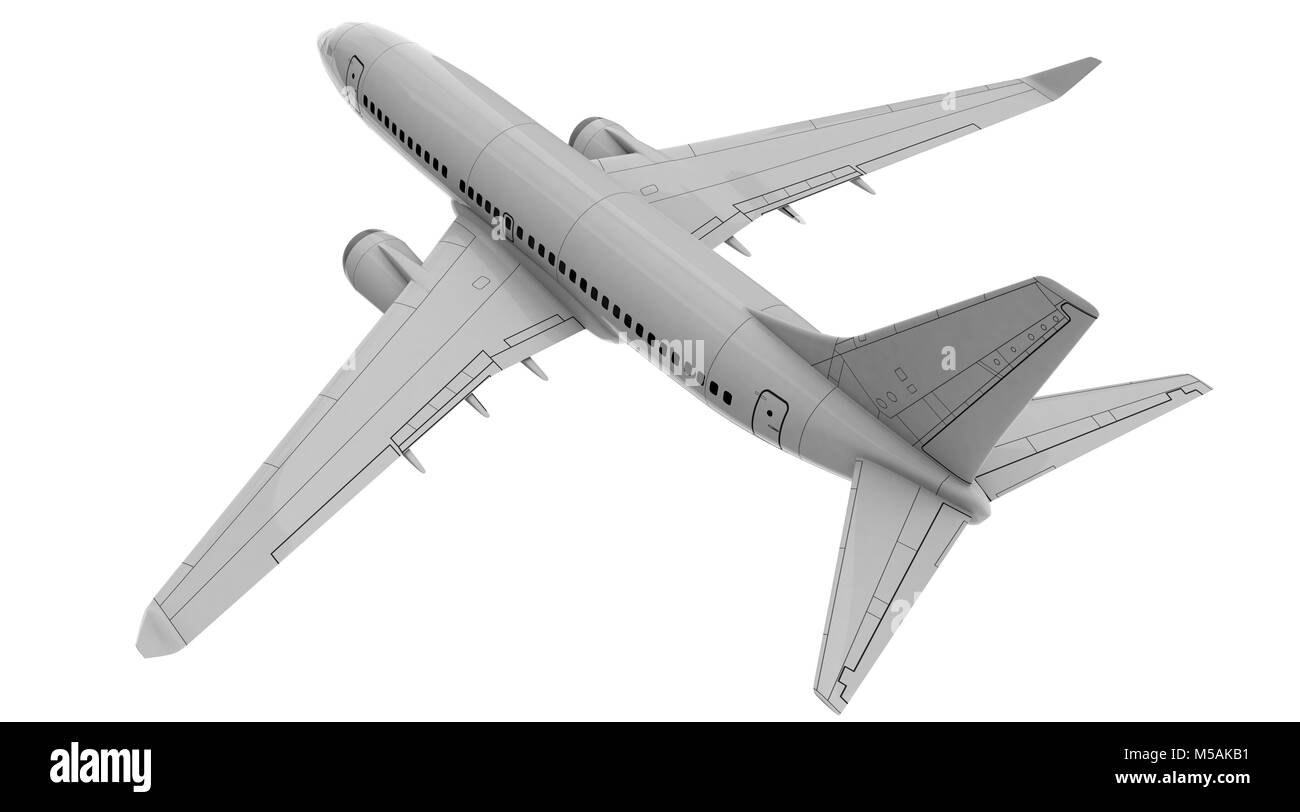Kommerzielle Flugzeug. 3D-Render. Top Rückansicht Stockfoto