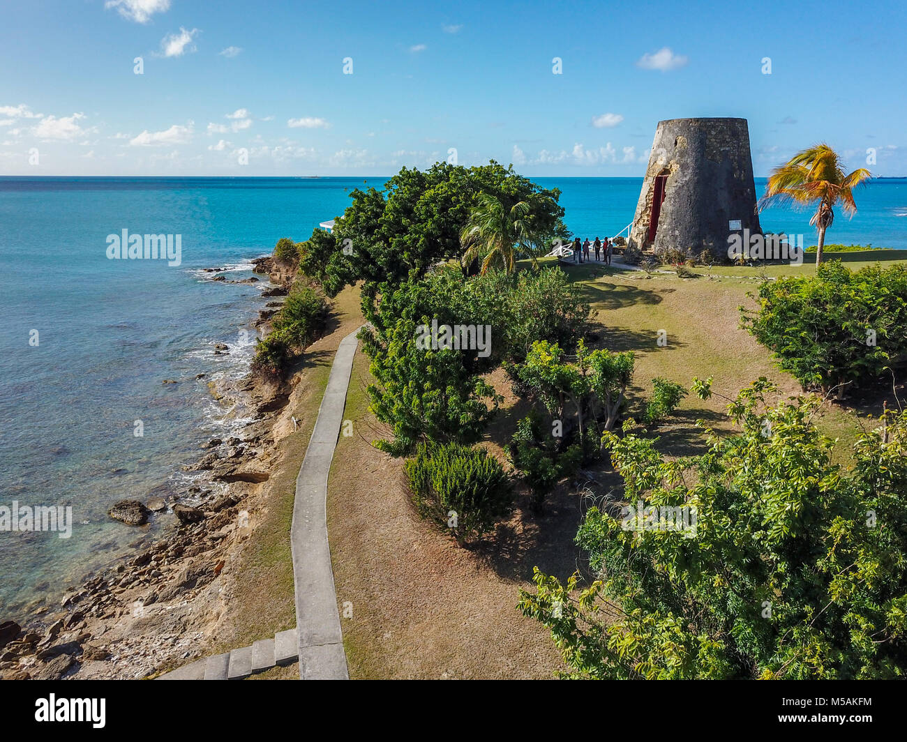 Alten Zuckermühle, Hawksbill Beach Resort, Antigua Stockfoto