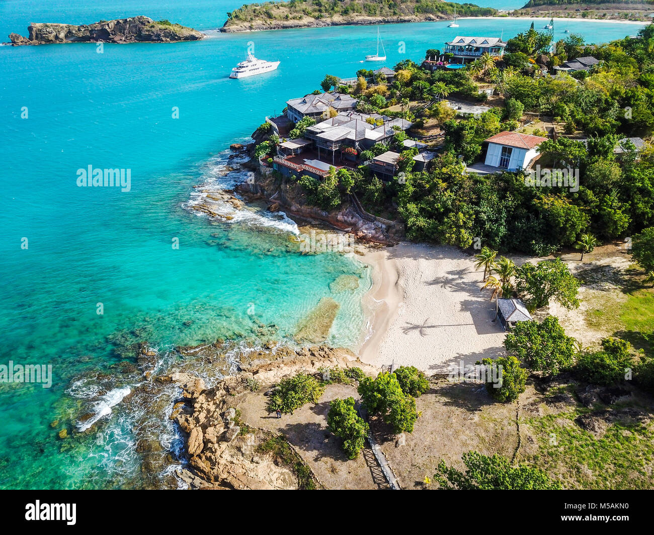 Giorgio Armanis Cliffside Rückzug, Galley Bay Beach, Antigua Stockfoto