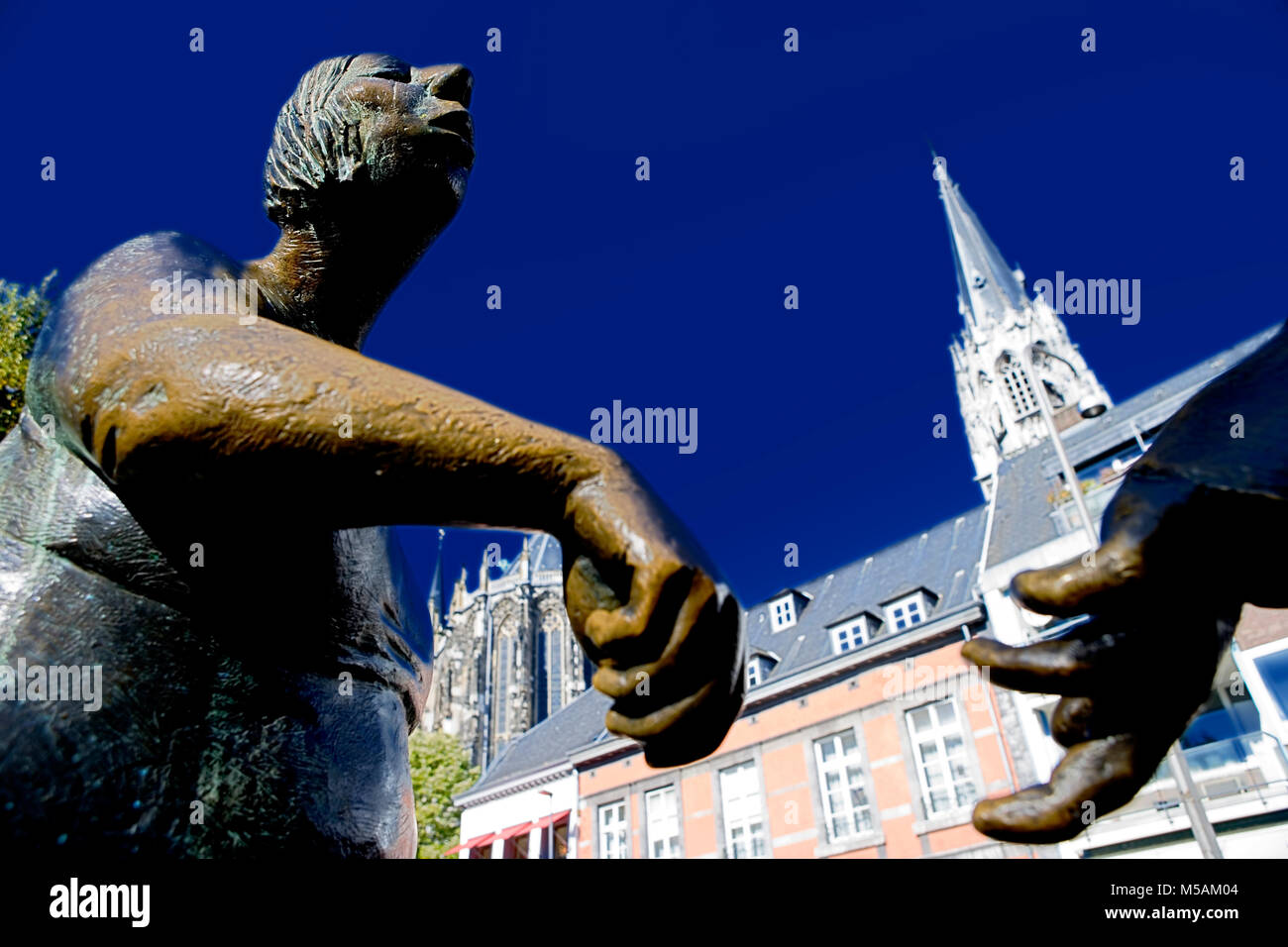 Die geldbrunnen Brunnen, Aachen oder Aix-la-Chapelle, Nordrhein-Westfalen, Deutschland Stockfoto