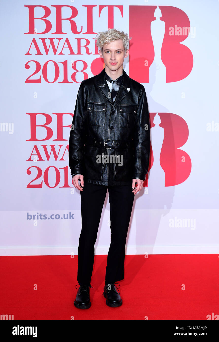 Troye Sivan an der Brit Awards in der O2 Arena in London. Stockfoto