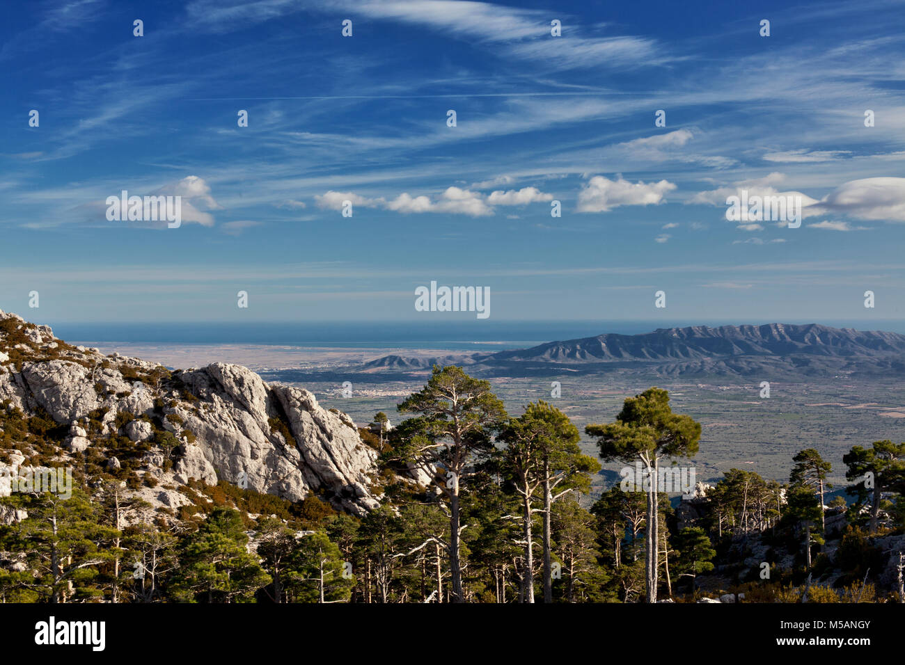 Blick auf die Delta del Ebro, Tarragona, Spanien. Stockfoto